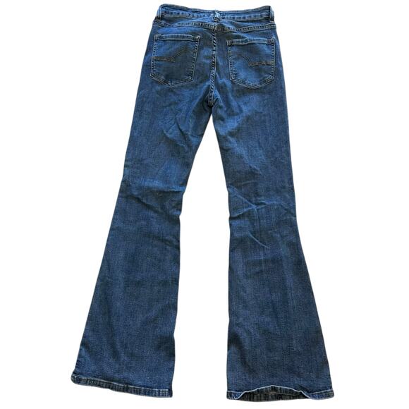 Womens Jeans Size 7 Flare Denim Button Fly 70s Retro Hippie Wide Leg Indie - Picture 6 of 10